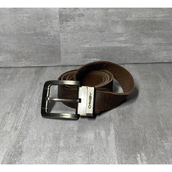 Oakley Belt Mens Brown Leather Metal Buckle Casual Streetwear Skate Surf Outdoor - Picture 1 of 16